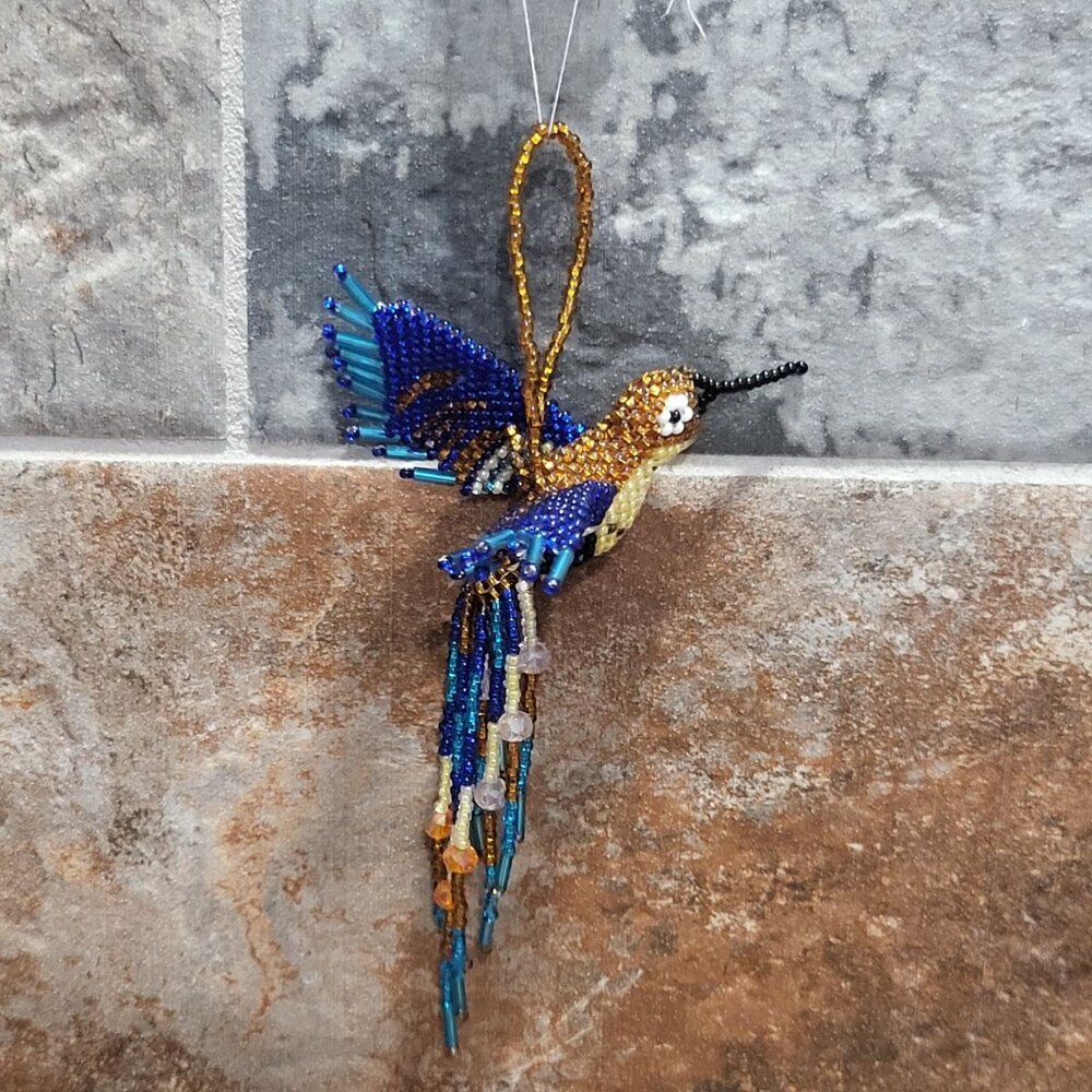 Beaded Hummingbird Ornament Mayan Arts - Picture 2 of 11